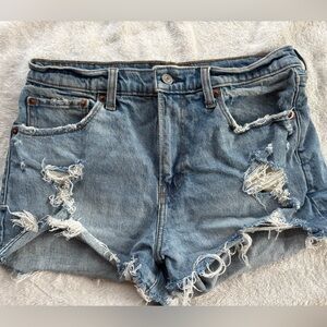 Abercrombie & Fitch Light Blue Distressed Jean Shorts